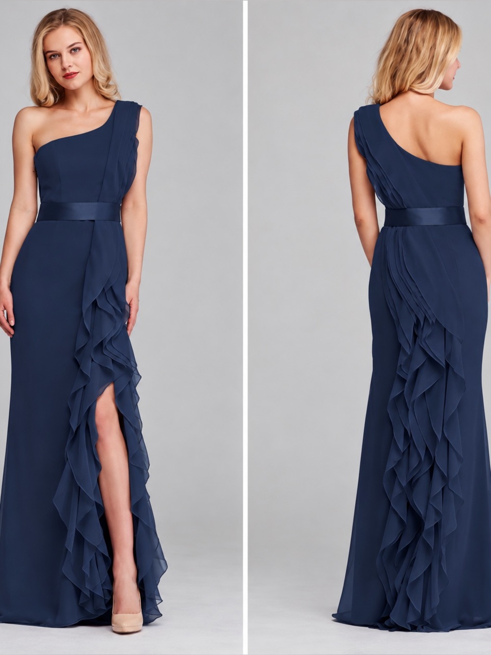 Vera Wang White One-Shoulder Bridesmaid/Evening Dress Marine (Navy)